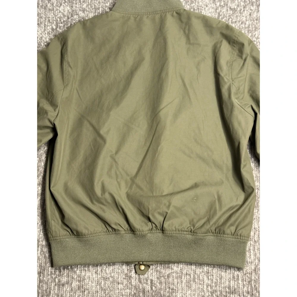 J Crew Jacket Mens Large Green Military Style Bomber Flight Cotton Poplin Zip